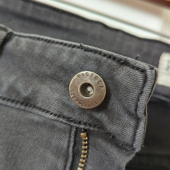 Pistola Classic Mid Rise Distressed Cropped Raw Hem Skinny Jeans Faded Black 27 - Picture 10 of 14
